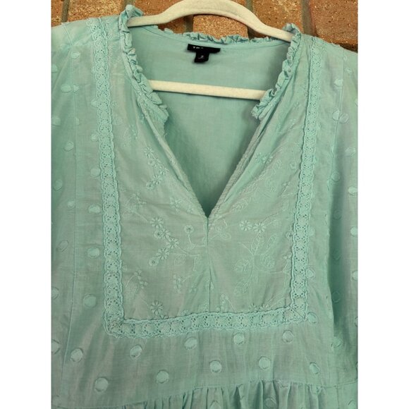 Torrid Light Blue Eyelet Clip Dot Long Sleeve Cotton Top Blouse Womens Size 2X - Picture 12 of 14